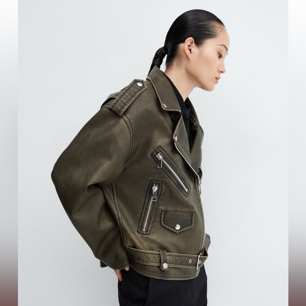 Mango OVERSIZED WORN-EFFECT BIKER JACKET - image 2
